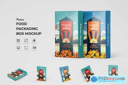 Premium Vertical Food Packaging Box PSD Mockup