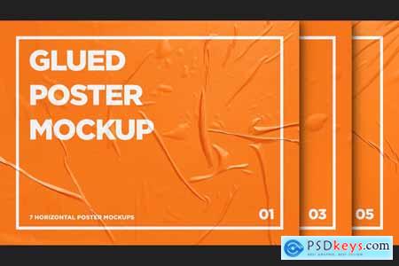 Horizontal Glued Poster Mockup Pack