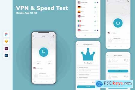 VPN & Speed Test Mobile App UI Kit