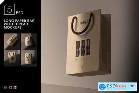 Long Paper Bag With Thread Mockups