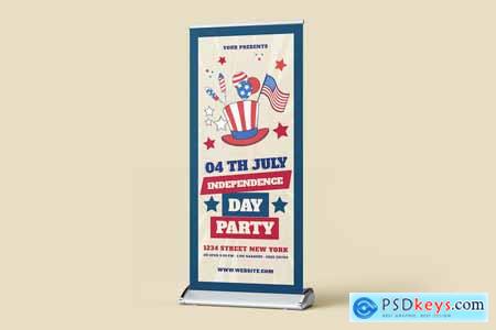 4th of July Independence Party Day Roll Up Banner