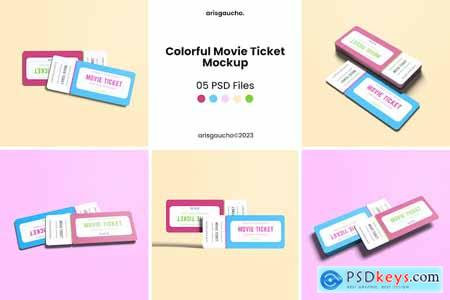 Colorful Movie Ticket Mockup