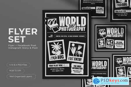 Black Retro World Photography Day Flyer Set