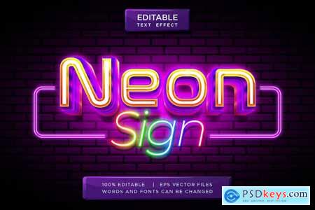 neon sign editable vector text effect