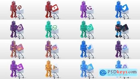 Retro Cartoon Robot Shopping Logo Reveal Bundle 46105758