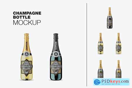 Glass Champagne Bottles Mockup