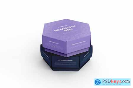 Hexagonal Paper Box Packaging PSD Mockup