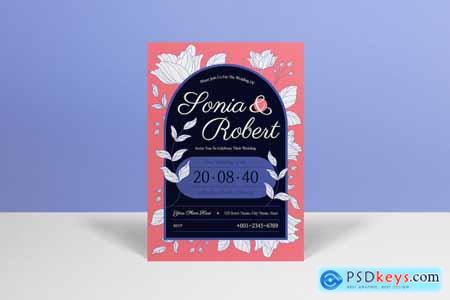 Pink Floral Wedding Invitation