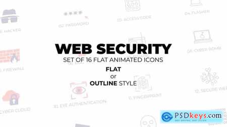 Web Security - Set of 16 Animated Icons Flat or Outline style 45613215