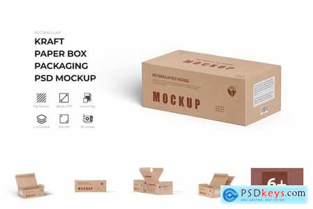 Rectangle Kraft Cardboard Paper Box Mockup