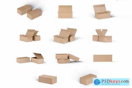 Rectangle Kraft Cardboard Paper Box Mockup