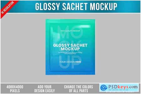 Glossy Sachet Mockup