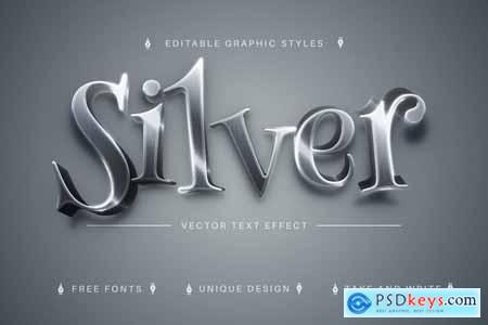 Silver - Editable Text Effect, Font Style