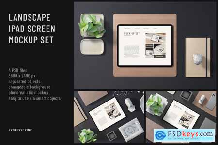 Landscape iPad Screen Mockup Set