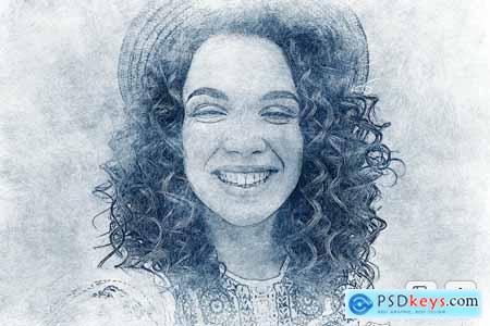 Blue Pencil Drawing Photo Effect