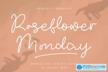 Roseflower Monday Monoline Script Font