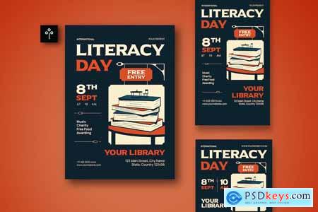 Vintage International Literacy Day Flyer Set 002