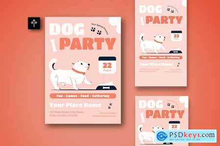 Flat Dog Party Flyer Set 002