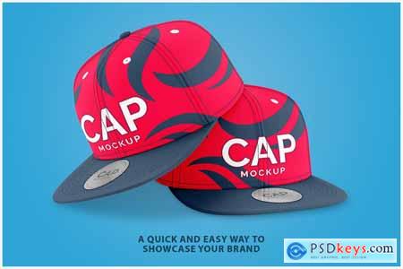 Snapback Cap with Sticker Mockup Template B86H942