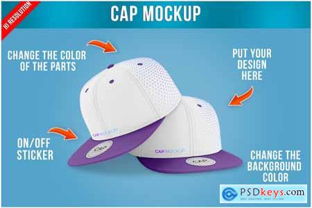 Snapback Cap with Sticker Mockup Template B86H942