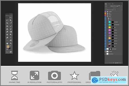 Snapback Cap with Sticker Mockup Template TDDHZZS