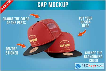 Snapback Cap with Sticker Mockup Template TDDHZZS