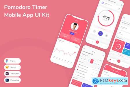 Pomodoro Timer Mobile App UI Kit