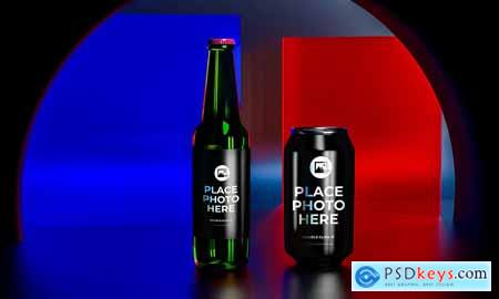 Beer Bottle Can Packaging Mockup
