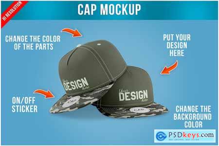 Snapback Cap with Sticker Mockup Template