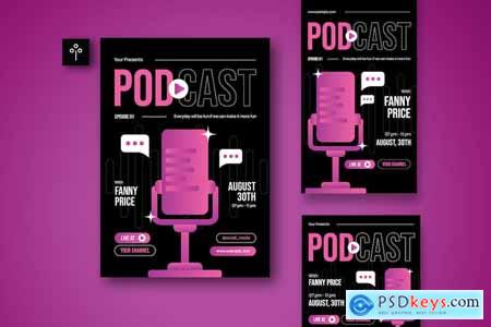 Pink Gradient Podcast Flyer Set 003