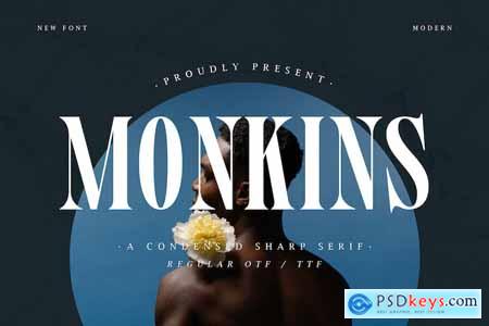 Monkins - A Condensed Sharp Serif Font