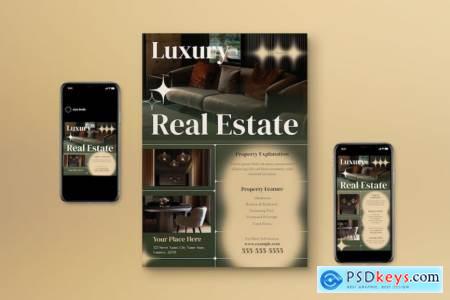 Green Gradient Luxury Real Estate Flyer Set