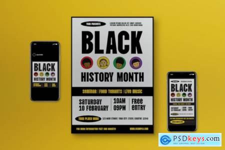 Beige Flat Design Black History Month Flyer Set