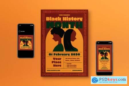 Brown Flat Design Black History Month Flyer Set