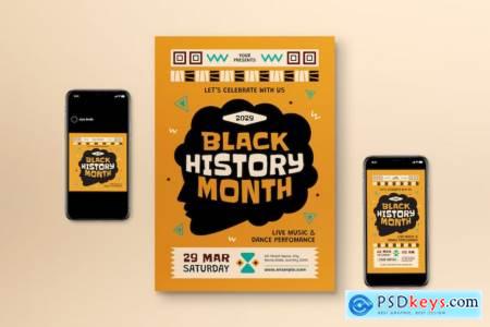 Yellow Flat Design Black History Month Flyer Set
