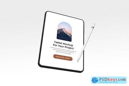Tablet with Pencil PSD Mockup
