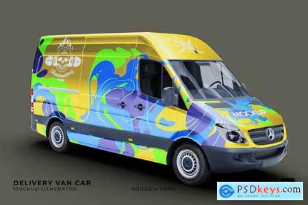 Delivery Van Car Mockup