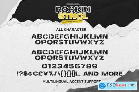 Rockin Stncl - Rough Stencil Display Font