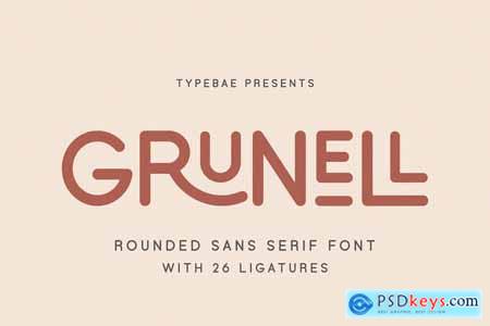 Grunell - Rounded Font with 26 Ligatures