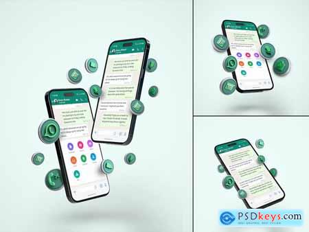 Whatsapp Smartphone Screen Conversation Mockup Set
