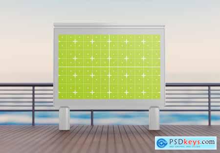 Beach Scene with Billboard Advertisement Mockup