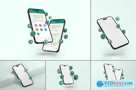 Whatsapp Smartphone Screen Conversation Mockup Set