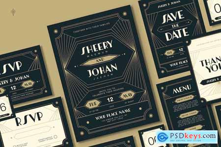 Art Deco Wedding Invitation Pack