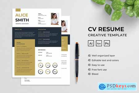 Professional and Creative CV Resume Template VJ6AABC