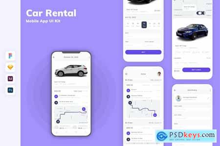 Car Rental Mobile App UI Kit VZEW824