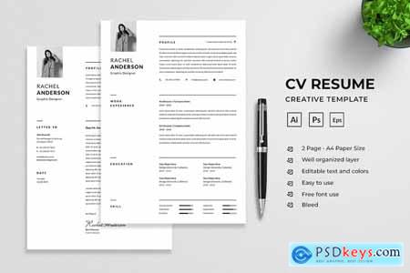 Minimalist CV Resume Template Vol. 26