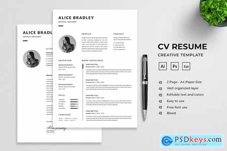 Minimalist CV Resume Template Vol. 39