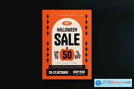 Orange Flat Design Halloween Sale Flyer