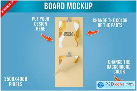 Paper Hanging on a Board Mockup