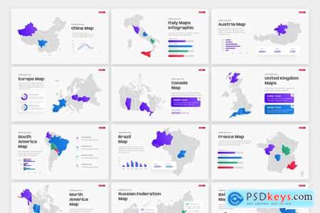 Maps Infographic Gradient PowerPoint Template